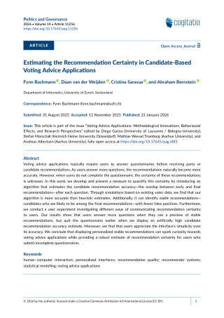 Thumbnail of Estimating the Recommendation Certainty in Candidate-Based Voting Advice Applications